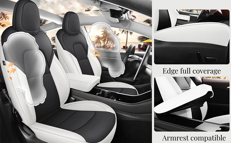 Custom Fit for Tesla Model 3 Seat Cover - front and rear seats display
