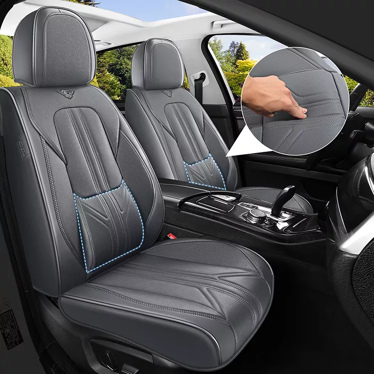 Sarung Tempat Duduk Kereta Kulit dengan Sokongan Lumbar